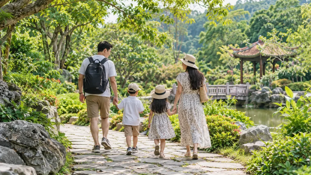 Gia đình cùng tham quan điểm di tích