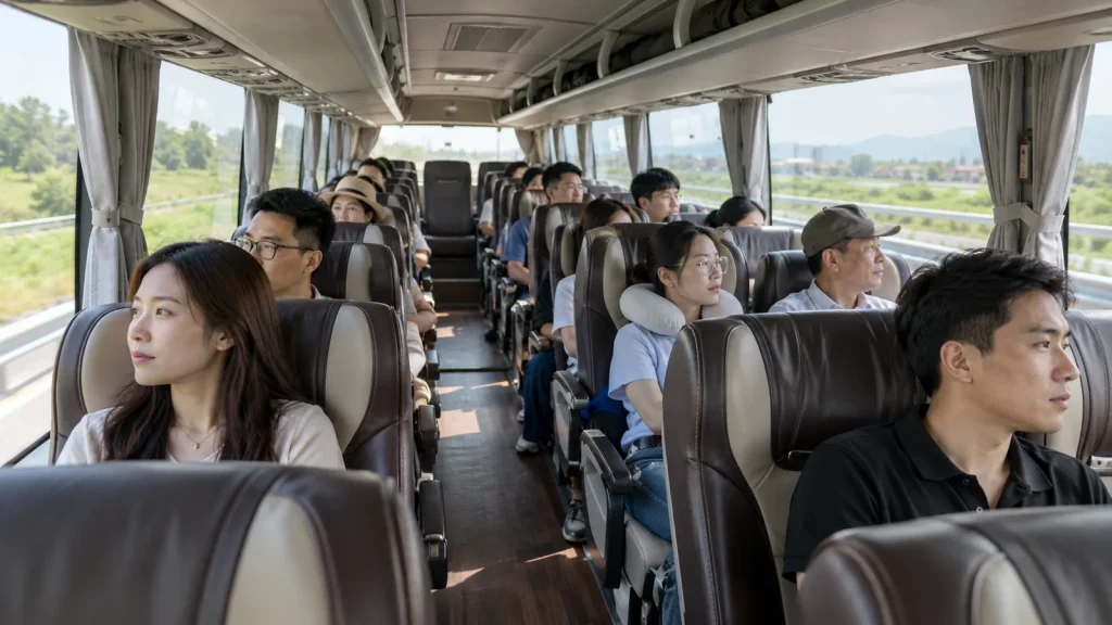 Nội thất xe 29 chỗ với nhiều hàng ghế cho đoàn đông người