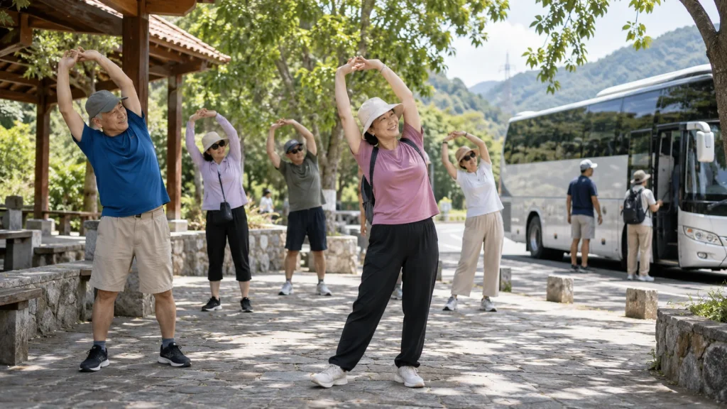 Du khách dừng chân ở điểm tham quan trong chuyến tour Quê Bác Kim Liên