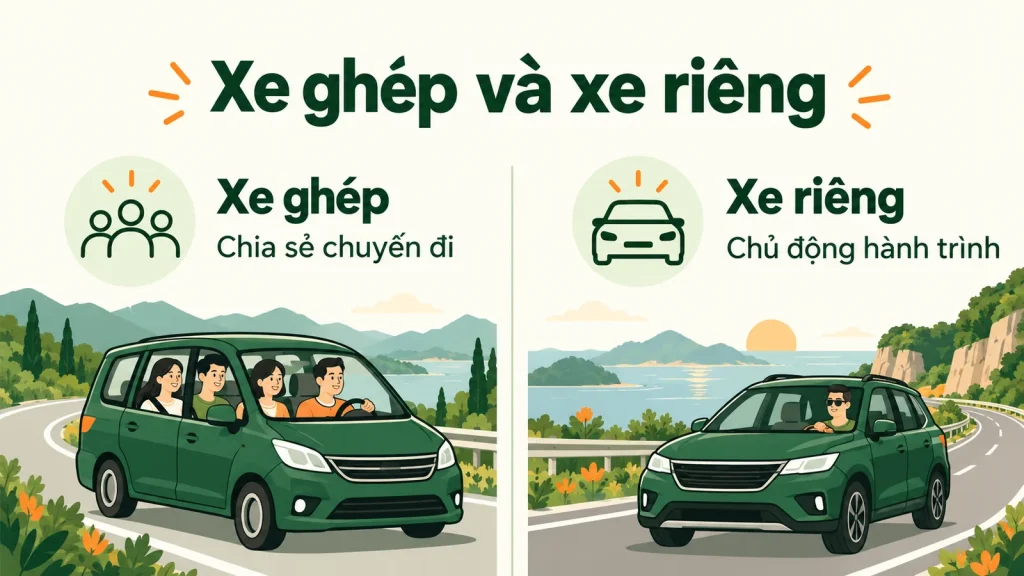 So sánh hình thức xe ghép và xe riêng khi đi xe ghép Nghệ An đi Hà Nội